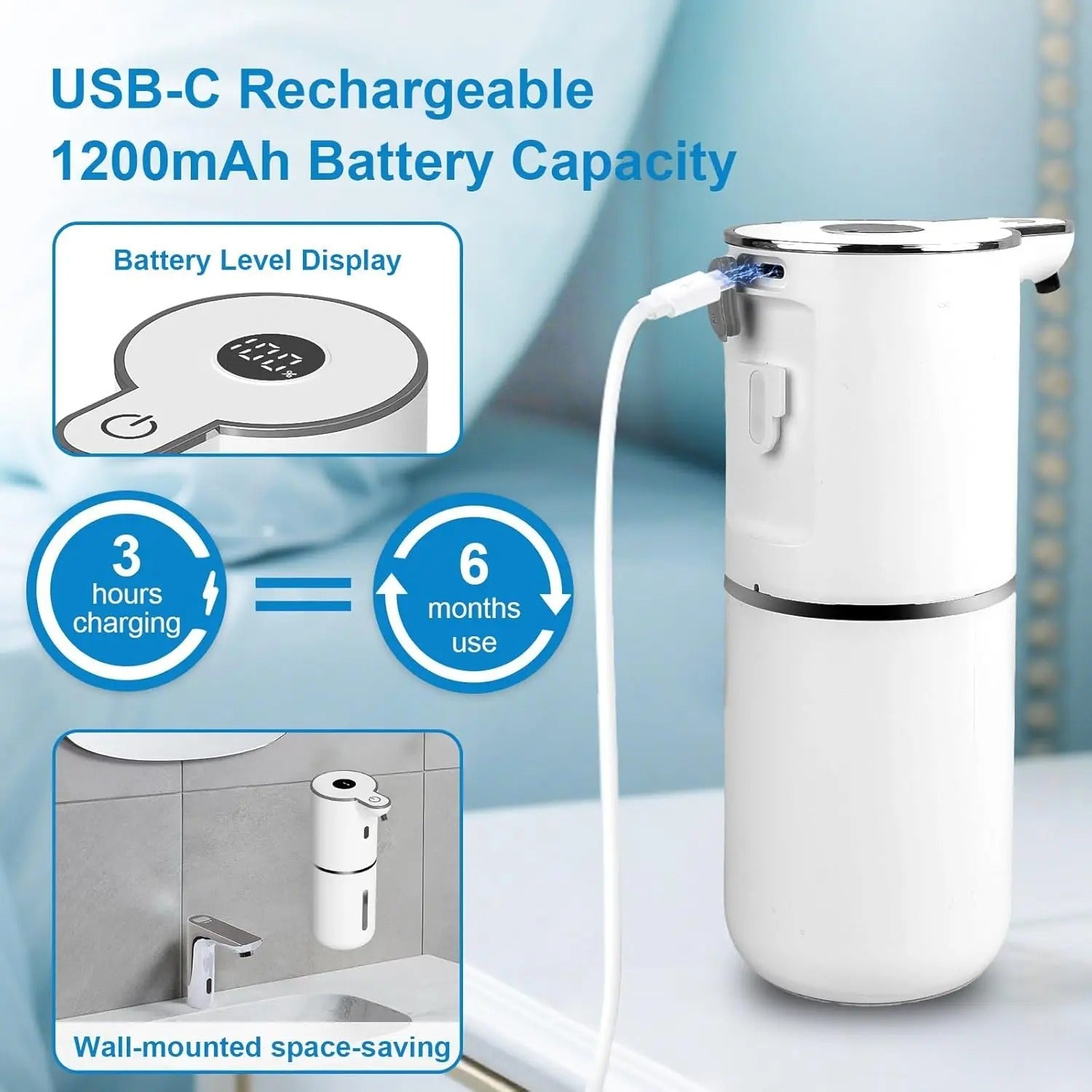 Automatic Soap Dispenser – Touchless Infrared Sensor Hand Wash for Bathroom & Kitchen