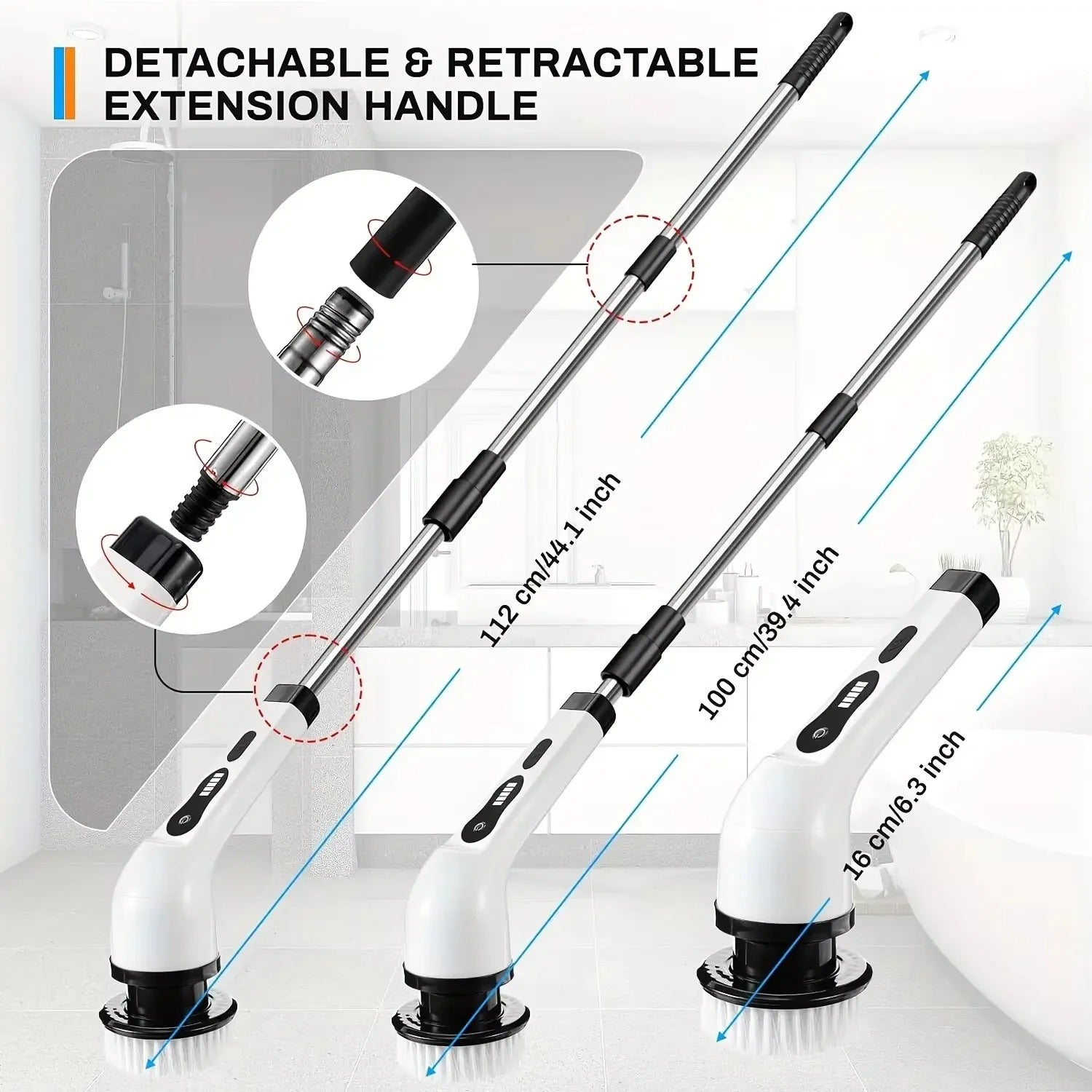 Electric Spin Scrubber – Cordless Powerful Cleaning Brush for Bathroom, Kitchen & Tiles