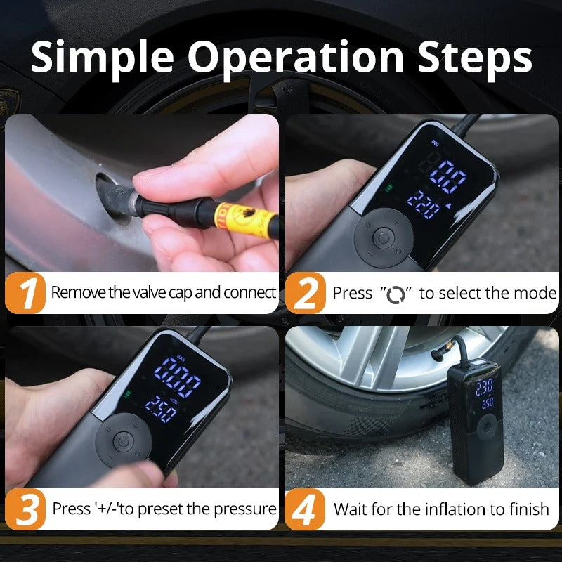Portable Tire Inflator – Wireless Digital Air Compressor for Car Emergency Pump & Pressure Control